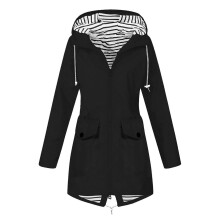 Jassen met capuchon voor dames 2025 Effen regenjas voor buiten, plus size, waterdicht, winddicht, losvallende jas met capuchon, geel