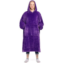 Wearable Blanket Sweatshirt Gifts for Women and Men, Warm and Cozy Giant Blanket Hoodie, Thick Flannel Blanket with Sleeves and Giant Pocket - Violet