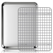 Fire More Baking Sheet with Wire Rack, Stainless Steel Cookie Sheet Pan Set, Non Stick Baking Pans with Cooling Rack for Oven Cooking Size 31.5 x 24.5