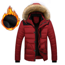 UTTOASFAY Heren Outdoor Warme Winter Dikke Jas met Capuchon en Zak met Ritssluiting Rood XXXXXL
