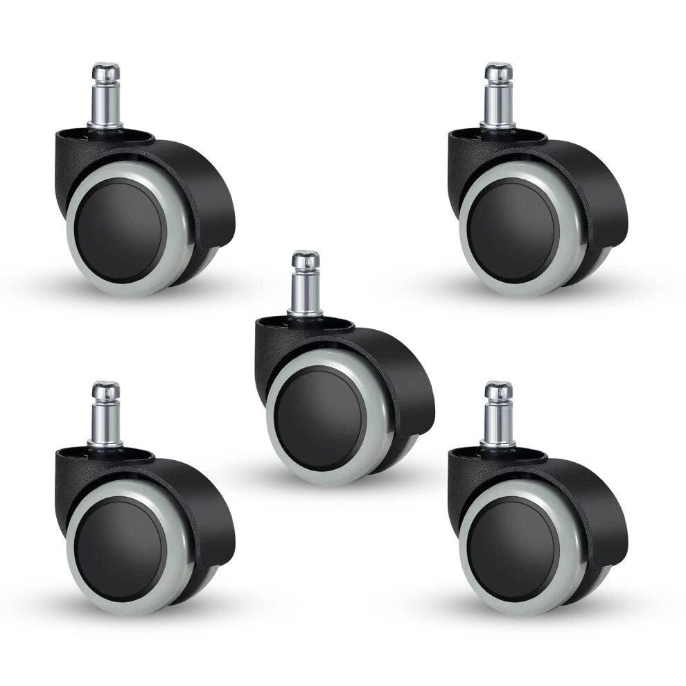 5 Pcs 11 Mm Universal Size Office Chair Twin Caster Wheels, Chair Casters Replacement, For Office Chairs, Gaming Chair, Swivel Chair, Grey 5051225352257