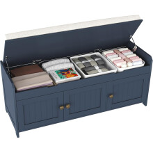 HOME BI Shoe Bench with Lift Top Storage, Entryway Storage Bench with Cushioned Seats, Shoe Rack Bench with 3-Door Cabinet for Entryway, Bedroom,