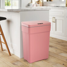 Cubo de basura automático de 13 galones con tapa, sensor sin contacto, contenedor de residuos de cocina para el hogar y la oficina, color rosa.