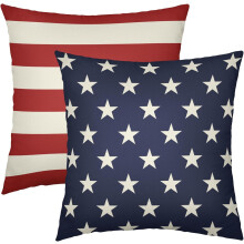 Patriottische kussenhoezen voor 4 juli, 18x18 cm, set van 2, blauwe ster met rode streep, landelijke decoratie voor buiten, Memorial Day en geschikt