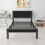 DUMEE Single Bed Frame with Wooden Storage Shelf Headboard, 3FT Metal Platform Bed Frame Single Bed, No Box Spring Needed, Enhanced Support, Black Oak 4