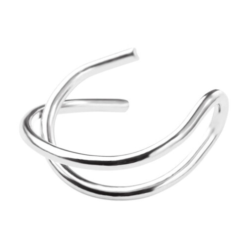 1 τεμάχιο ασημένια σκουλαρίκια Criss Ear Cuff χωρίς τρύπημα για γυναίκες, πάρτι, 2