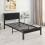 DUMEE Single Bed Frame with Wooden Storage Shelf Headboard, 3FT Metal Platform Bed Frame Single Bed, No Box Spring Needed, Enhanced Support, Black Oak 5