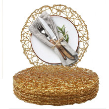 Paper Braided Round Placemats Set of 6 Natural Non-Slip Heat Resistant Table Mats for Dining Tables Woven Indoor & Outdoor Place mats
