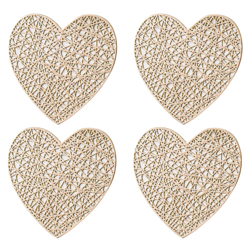 Heart-Shaped PVC Coasters Set of 4 1