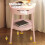 Pink bedside table with drawer and shelf, compact 6