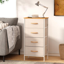 KU Syang Chest of Drawers Bedroom, 4-Drawer Storage Unit with MDF Top, Adjustable Feet, Anti-Tip Safety, 4Dresser with 4 Drawers for Bedroom Living