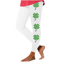 Yogabroek met klaverprint voor dames, perfect voor St. Patrick's Day - Zachte legging met buikcorrigerend effect, comfortabele casual workoutlegging