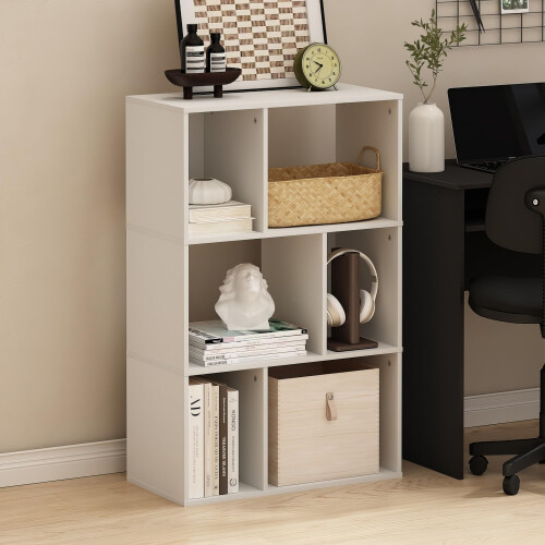 Furinno Daly 6-Cube Irregular Cubes Bookcase, Bookshelf, Storage Organizer, White 1