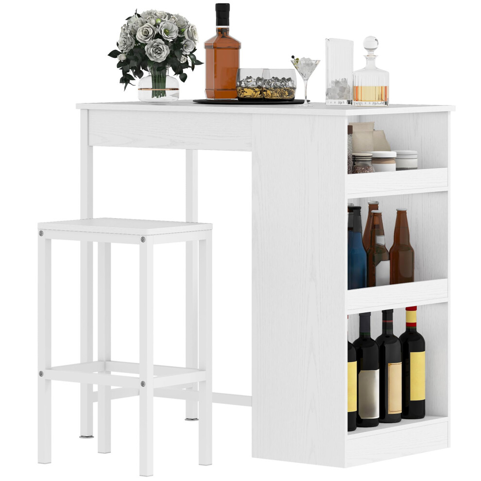 Photos - Other Furniture DWVO Breakfast Bar Table and Stools Set, Kitchen Breakfast Bar Table Set Storage Shelf for Kitchen Dining Room Pub Industria
