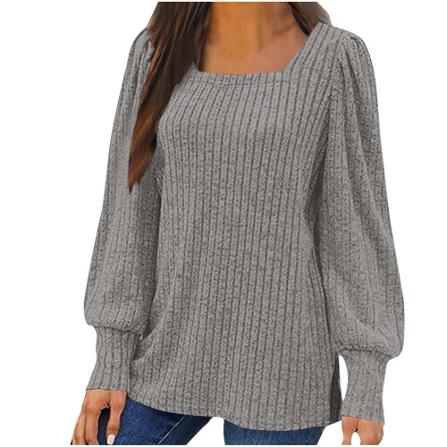 Lenago Herbstpullover für Damen in Übergrößen, modische Langarm-Pullover in Unifarben