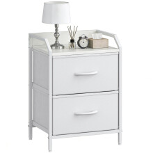 Feonase Bedside Table with 2 Storage Fabric Drawers, Bedside Cabinet 40cm Wide With Sturdy Metal Frame, Bed Side Table for Bedroom & Living Room