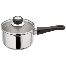 Judge Vista Draining Non-Stick Saucepan 16cm, 1.5L, Silver, Shatterproof Vented Glass Lid, Induction Ready, Oven Safe