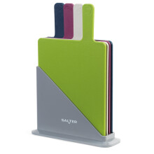 Salter Colour Coded Chopping Boards ? Set Of 4, Reversible, Non-Slip Stand, Index Style Chopping Board Set, Paddle Handles, Food Preparation