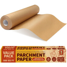 Unbleached Parchment Paper Roll, 15in x 242ft, 300 Sq.Ft, Non-Stick with Serrated Cutter for Baking, Cooking, Air Fryer