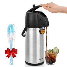 TOMAKEIT Airpot Coffee Dispenser Thermal with Pump,3L/102 Oz Insulated Stainless Steel Large Airpot Coffee Carafe Lever Action for Hot/Cold