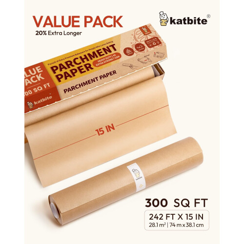 Unbleached parchment paper roll 15 in x 242 ft 1