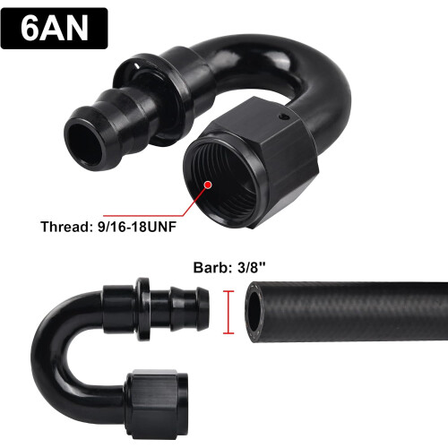 6AN180 graden push-lock slangkoppeling, zwart 1