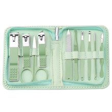 Kit de cuidado de uñas para hombre, herramientas de acero inoxidable para uñas, cortaúñas antideslizantes para los pies, color verde.