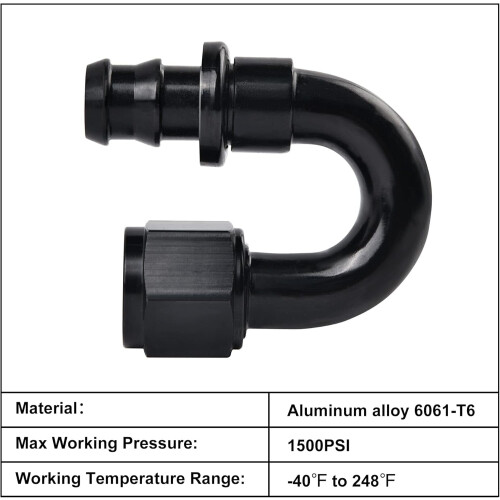 6AN180 graden push-lock slangkoppeling, zwart 2