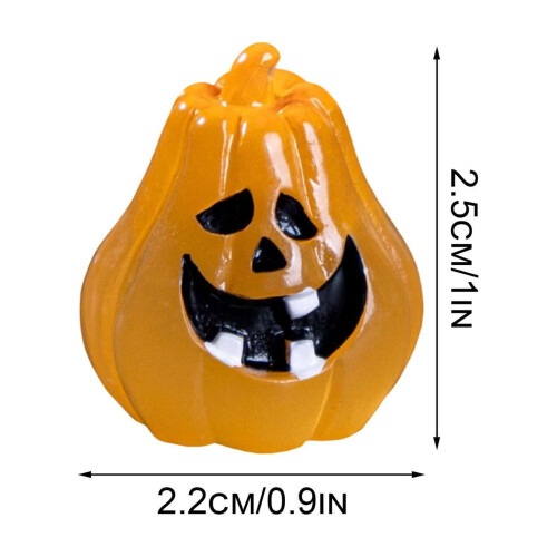 Conjunto de miniaturas de abóboras de resina para o Halloween com bruxa e 1
