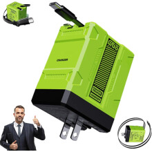 Încărcător 2 în 1 Gans PD3.0 cu cabluri retractabile, modul de încărcare rapidă de 120 W, priză de perete pliabilă, PD dual, compatibil cu