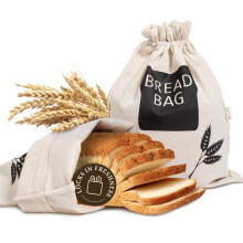 Balcove 2 X Reusable Plastic Lined Bread Bags - Linen Eco Bread Storage Bags - 43cm x 33cm XL