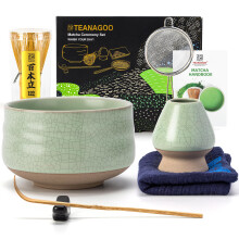 TEANAGOO Matcha Set, 7 Pcs Matcha Kit for Ceremony, Matcha Whisk Set, Ceramic Matcha Bowl, Matcha Tea Set for Making Breakfast/Matcha Latte, Bamboo