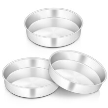 Onader 8 Inch Round Cake Tin Set of 3, Stainless Steel Cake Mould Pan for Baking, Ideal for Birthday Christmas Wedding Layer Cakes, Non-Toxic &