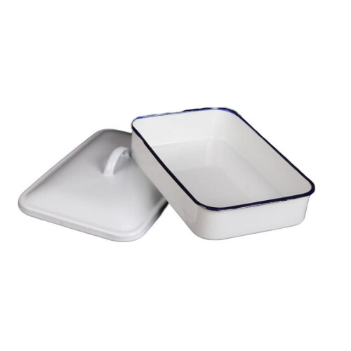 Classic Enamel Baking Pan Rectangular Roasting Pan Vintage Serving Tray Cake Sheet Pancake Dish For Kitchen Baking And Serving