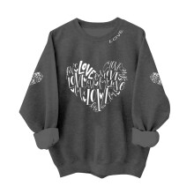 Sweat-shirt à col rond imprimé amour pour la Saint-Valentin, pull doux et décontracté – Idéal au quotidien et pour se détendre à la maison