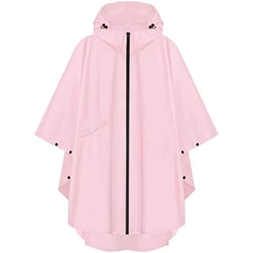 Regnponcho med hætte og lynlås til voksne