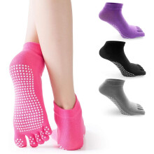 Yoga teensokken met grip voor dames, antislipsokken voor pilates, barre en fitness (4 paar)