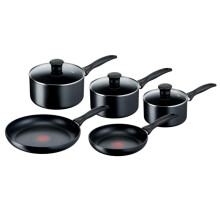 Tefal Induction Non?Stick Coating 5?Piece Cookware Set, 16/18/20?cm Saucepans + 22/26?cm Frying Pans, Thermo?Signal, Glass Lids, All Hobs Including