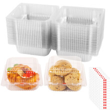 100 Pcs Cake Slice Boxes, 5.3 Inch Clear Cake Boxes with Sealing Stickers Square Individual Cupcake, Cake Boxes for Cake Portions, Muffins, Salad,
