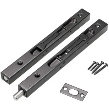 Sumnacon 2Pcs 8" Stainless Steel Concealed Door Bolts for French/Double Dummy Doors – Black, Compatible with Composite & Wood
