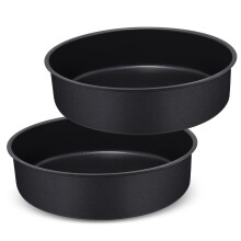 HaWare 8 inch Cake Tin Set of 2, Non-Stick Stainless Steel Round Baking Pan for Baking Roasting Serving, Birthday Wedding Layer Cake Tins, Healthy &
