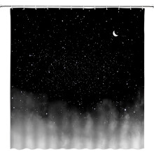 Rideau de douche ciel étoilé (sans paillettes) étoiles, galaxie fantastique, univers, tissu cosmique noir, ensemble de rideaux de salle de bain