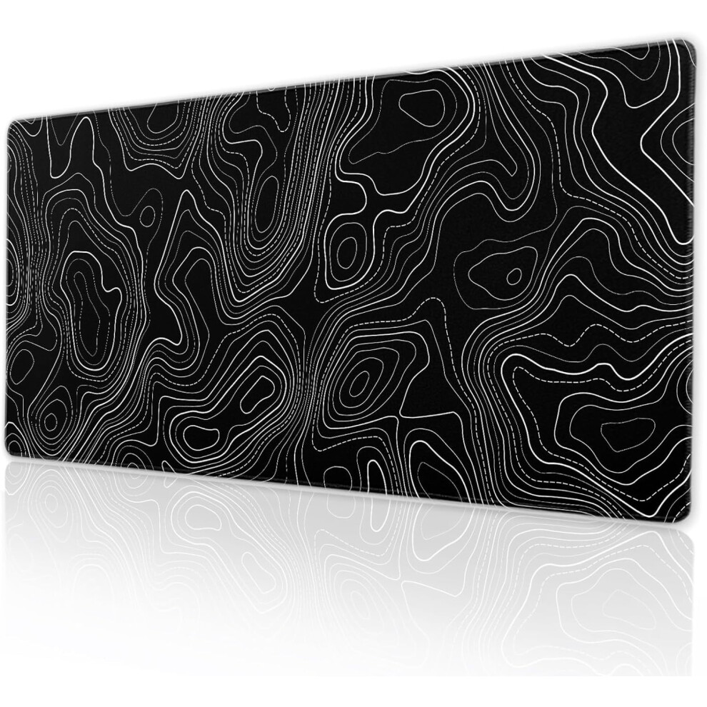 Minimalist Topographic Map Xxl Gaming Mouse Pad 35.415.7" (4090Cm), Non-Slip Rubber Base, Stitched Edge Â Compatible With All Mice 9170372943739