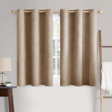 100% Blackout Linen Textured Curtains, Thermal Insulated, Copper Brown, Grommet, 42x63 Inch (2 Panels), Compatible with Standard Rods
