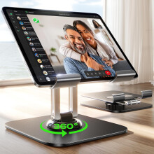 LISEN Tablet Stand Holder Fits iPad Stand for Desk 360? Adjustable Foldable Cookbook Stand Recipe Book Holder Desk Accessories Office Accessories for