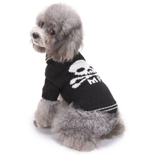 Σετ Πουλόβερ για Σκύλους Halloween Μαύρο Skull and Bones Boo Κουτάβι Ρούχα Σκύλου Κατοικίδιο 1