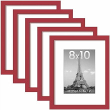 Ensemble de 5 cadres photo 8x10, pour photos 5x7 avec passe-partout ou 8x10 sans, cadres photo muraux, rouge