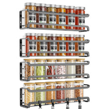 TRAYINDALY Spice Rack Wall Mounted 4 Pack, Space-Saving Spice Organiser for Spice Jars And Seasonings, Adhesive Hanging Spice Racks Organizers For