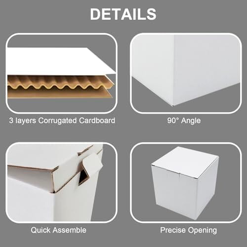 Caixas de papelão ondulado para envio, 5x5x5 polegadas, 25 unidades 2