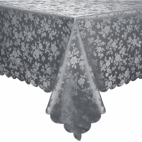 Toalha de mesa retangular de vinil impermeável resistente cinza 70x